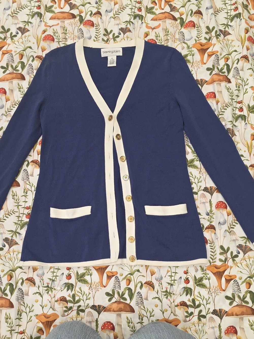 Vintage Bloomingdale's Cardigan Blue And White